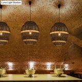 Asia Style 1 Light Bamboo Globe Pendant Ceiling In Brown For Restaurants - Available 3 Sizes: 14 18