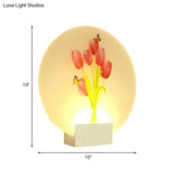 Asia Style Floral Led Wall Light With Acrylic Shade - For Hallways