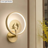 Asia Style Led Brass Double Fish Mural Lamp: Metallic Wall Mount Lighting
