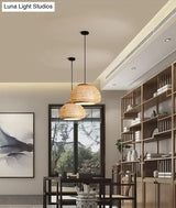 Asia Style Rattan Shade Pendant Lamp - 1 Light Ceiling Lantern In Beige