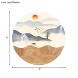 Asia Style Wall-Mounted Led Light With Wood Mural And Mountain/Branch Pattern