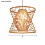 Asian Bamboo Lantern Pendant Light With Paper Inside Shade - Restaurant Hanging Lamp Series