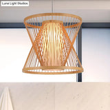 Asian Bamboo Lantern Pendant Light With Paper Inside Shade - Restaurant Hanging Lamp Series