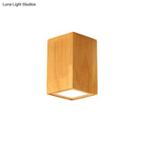 Asian-Inspired Office Ceiling Lamp With Wood And Beige Finish