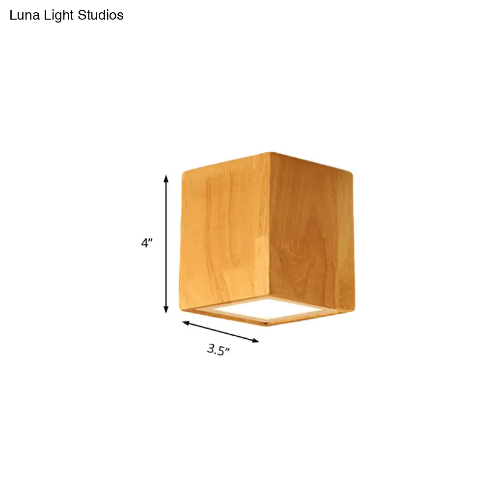 Asian-Inspired Office Ceiling Lamp With Wood And Beige Finish