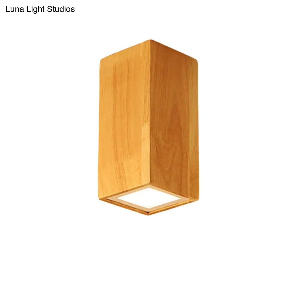 Asian-Inspired Office Ceiling Lamp With Wood And Beige Finish