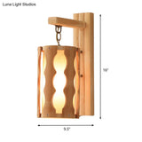 Asian-Inspired Wood Wall Mount Lamp: Single Head Khaki Sconce Light Fixture For Restaurants