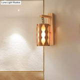 Asian-Inspired Wood Wall Mount Lamp: Single Head Khaki Sconce Light Fixture For Restaurants