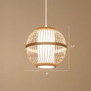 Asian Style Bamboo Lantern Tea Room Ceiling Light Fixture - Wood Hanging With 1-Bulb