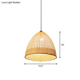 Asian Style Beige Diamond Pendant Bamboo Hanging Light For Tearoom With 1 Bulb