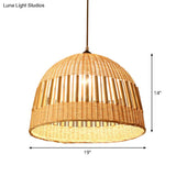 Asian Style Beige Diamond Pendant Bamboo Hanging Light For Tearoom With 1 Bulb