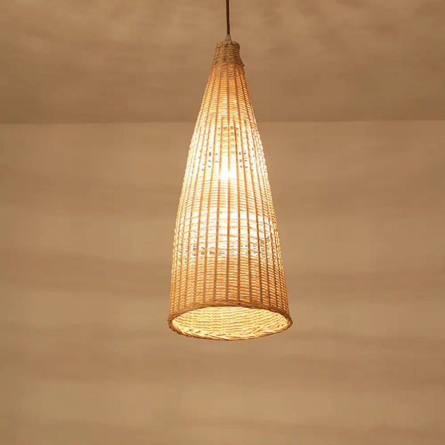 Asian Style Beige Diamond Pendant Bamboo Hanging Light For Tearoom With 1 Bulb / A