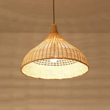 Asian Style Beige Diamond Pendant Bamboo Hanging Light For Tearoom With 1 Bulb / E