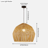 Asian Style Round Pendant Light: 1-Bulb Wood Suspension Fixture For Balcony