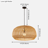 Asian Style Round Pendant Light: 1-Bulb Wood Suspension Fixture For Balcony