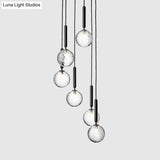 Auraolie - Modern Black Globe Multi Light Chandelier Simple Glass Pendant Lighting Fixture For
