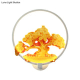 Autumn Tree Patterned Metal Led Wall Light For Hallways - White/Black (Right/Left)