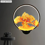 Autumn Tree Patterned Metal Led Wall Light For Hallways - White/Black (Right/Left)