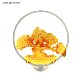 Autumn Tree Patterned Metal Led Wall Light For Hallways - White/Black (Right/Left)