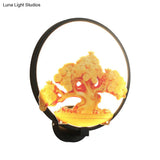 Autumn Tree Patterned Metal Led Wall Light For Hallways - White/Black (Right/Left)
