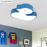 Baby Duck Led Flush Ceiling Light - Fun & Bright Metal Fixture For Childs Bedroom Blue / White 18