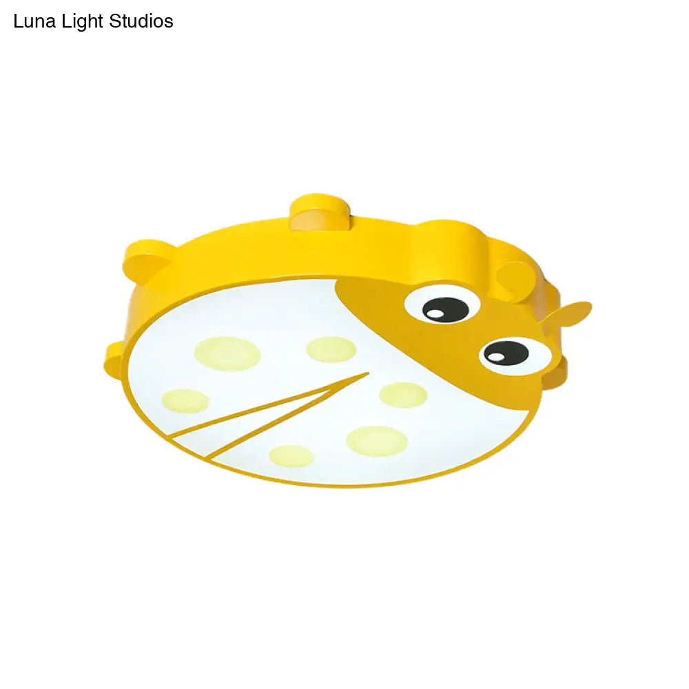 Baby Room Cartoon Ladybug Ceiling Mount Light - Slim Acrylic & Metal Lamp