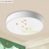 Baby Room Giraffe Led Ceiling Light: Circle Flushmount In White