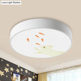 Baby Room Giraffe Led Ceiling Light: Circle Flushmount In White