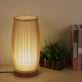 Bamboo 1-Light Table Lamp - Elegant Barrel Design For Simplicity Perfect Living Room Or Nightstand
