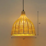 Bamboo Asian Hanging Lamp - Single-Bulb Ceiling Fixture For Restaurants In Beige / 10