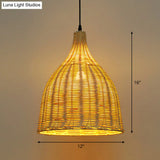 Bamboo Asian Hanging Lamp - Single-Bulb Ceiling Fixture For Restaurants In Beige