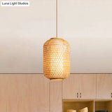 Bamboo Asian Lantern Pendant Light - Single Head Ceiling Drop For Restaurant & Dining Room Decor