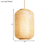 Bamboo Asian Lantern Pendant Light - Single Head Ceiling Drop For Restaurant & Dining Room Decor