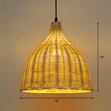 Bamboo Asian Pendant Lamp: Bell Shade Tea Room Ceiling Suspension Light – Single-Bulb Wood Design