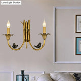 Bamboo Backplate Brass Candle Sconce Light- Classic Metal Wall Mounted Lighting