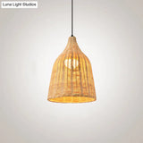 Bamboo Bell Hanging Lamp: Handcrafted 1-Light Pendant For Restaurants - 10’/12’/23.5’ Wide