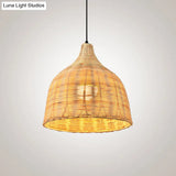 Bamboo Bell Hanging Lamp: Handcrafted 1-Light Pendant For Restaurants - 10’/12’/23.5’ Wide