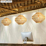 Bamboo Cage Pendant Lamp: Modern Hanging Light In Beige