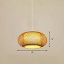 Bamboo Cage Pendant Light For Tearoom - Chinese Style 1 Bulb Beige / H
