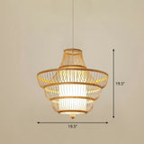 Bamboo Cage Pendant Light For Tearoom - Chinese Style 1 Bulb Beige / M