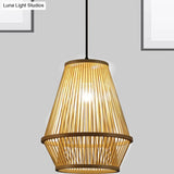 Bamboo Cage Pendant Light With Single Bulb For Modern Décor
