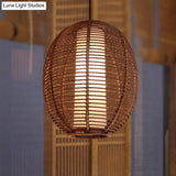 Bamboo Ceiling Pendant Light - Asian Style Brown Finish Ideal For Dining Room
