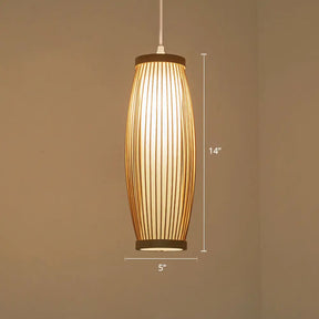 Bamboo Ceiling Pendant Light - Modern Wood Hanging Fixture For Restaurants