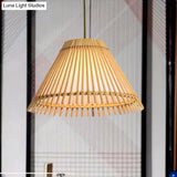 Bamboo Cone Ceiling Lamp: Modern Wood Pendant Light - Ideal For Living Room
