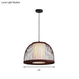 Bamboo Domed Pendant Lamp Asia 1 Light - Coffee Size Options: 14 16 18 Ideal For Dining Room