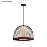Bamboo Domed Pendant Lamp Asia 1 Light - Coffee Size Options: 14 16 18 Ideal For Dining Room