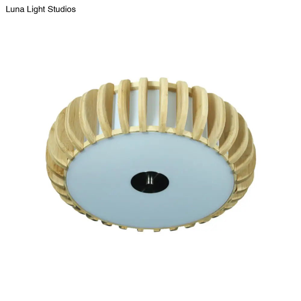 Bamboo Donut Flush Mount 3 - Bulb Ceiling Chandelier - 17’/21’ Wide Traditional Wood Design