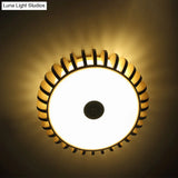 Bamboo Donut Flush Mount 3 - Bulb Ceiling Chandelier - 17’/21’ Wide Traditional Wood Design