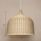 Bamboo Hanging Lamp: Modern Cloche Shape Wood Ceiling Light For Bedroom / 14’