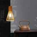 Bamboo Horn-Shaped Asian Ceiling Light - Tea Room 1Bulb Lighting Wood / 10